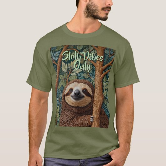 Cute retro boho funny Sloth vibes only Tシャツ (正面)
