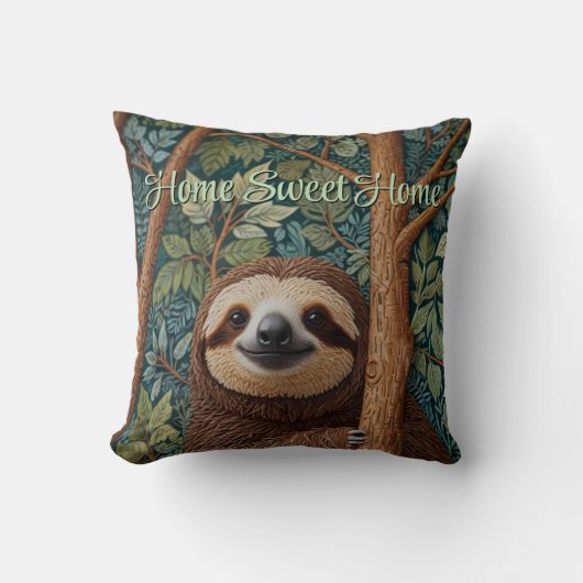 Cute retro boho Sloth  クッション (正面)