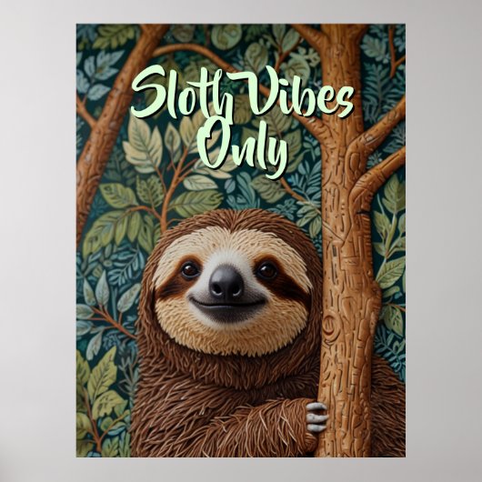 Cute retro boho Sloth Hang in there ポスター (正面)