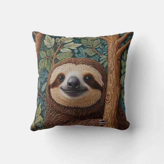 Cute retro boho Sloth Hang in there sloth vibes クッション (裏面)