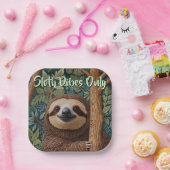 Cute retro boho Sloth Hang in there sloth vibes  ペーパープレート (パーティー)