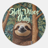 Cute retro boho Sloth Hang in there sloth vibes ラウンドシール (正面)