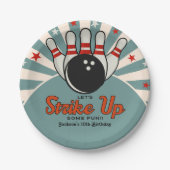 Cute Retro Bowling Party for Kids ペーパープレート (正面)
