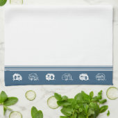 Cute Retro Campers in Blue and White キッチンタオル (折り畳み)