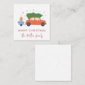 Cute Retro Car with Christmas tree Holiday  ノートカード (正面/裏面)