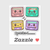 Cute Retro Cassette Tape "Rewind" Kawaii Design シール (シート)