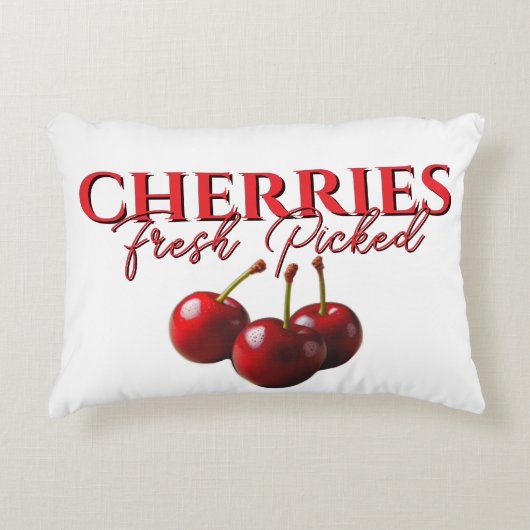 Cute retro Cherries fresh picked  アクセントクッション (正面)