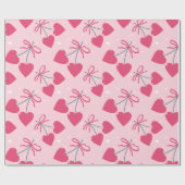 Cute Retro Cherry Heart Valentine Seamless Pattern ラッピングペーパー (フラット)