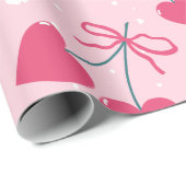 Cute Retro Cherry Heart Valentine Seamless Pattern ラッピングペーパー (ロールコーナー)