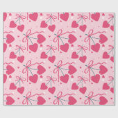 Cute Retro Cherry Heart Valentine Seamless Pattern ラッピングペーパー (フラット)