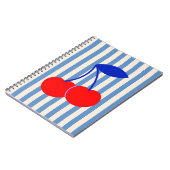 Cute Retro Cherry Striped ノートブック (左側)