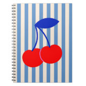 Cute Retro Cherry Striped ノートブック (正面)