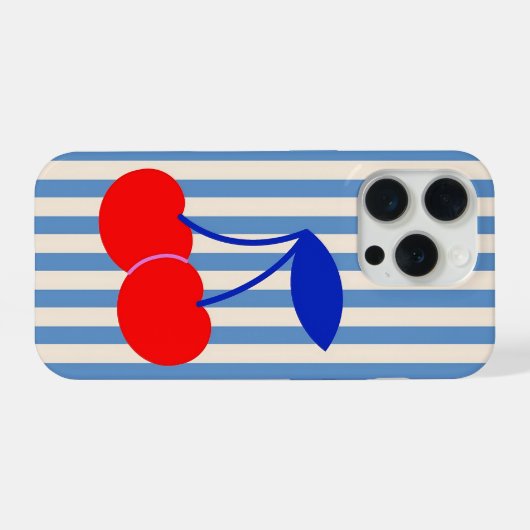 Cute Retro Cherry Stripes iPhoneケース (裏面横)