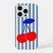 Cute Retro Cherry Stripes iPhoneケース (裏面)