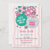 Cute Retro Christmas Deck the Halls Bridal Shower 招待状 (正面)