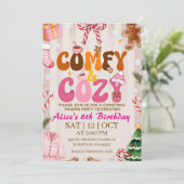 Cute Retro Christmas Pajama Party Girl 招待状 (スタンド正面)