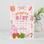 Cute Retro Christmas Pajama Party Girl Birthday 招待状 (スタンド正面)