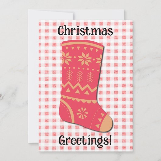 Cute Retro Christmas Stocking Holiday Card シーズンカード (正面)