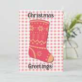 Cute Retro Christmas Stocking Holiday Card シーズンカード (スタンド正面)