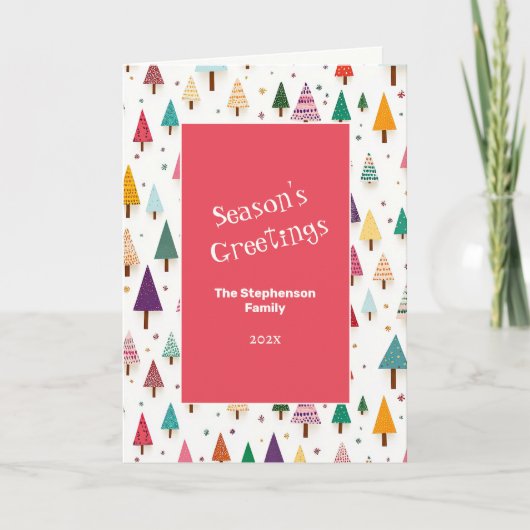 Cute Retro Christmas Trees シーズンカード (正面)