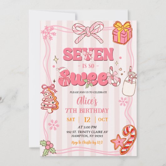 Cute Retro Christmas Winter Seven is So Sweet  招待状 (正面)