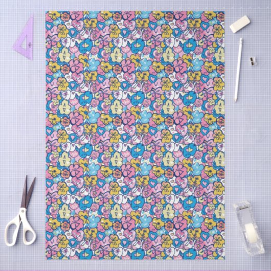 Cute Retro Doodle Hearts Love Artistic Pattern  薄葉紙 (クラフト)