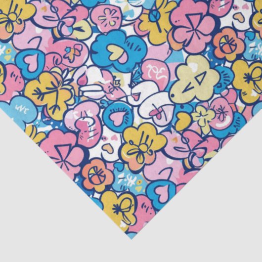 Cute Retro Doodle Hearts Love Artistic Pattern  薄葉紙 (詳細)