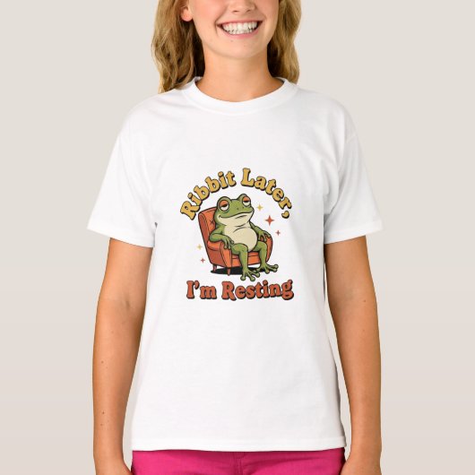 Cute Retro Frog Girls Graphic T-Shirt Tシャツ (正面)