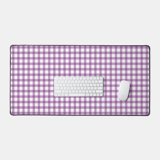 Cute Retro Gingham Plaid Purple Pattern デスクマット (キーボード&マウス)