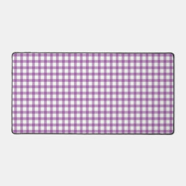 Cute Retro Gingham Plaid Purple Pattern デスクマット