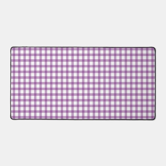 Cute Retro Gingham Plaid Purple Pattern デスクマット (正面)