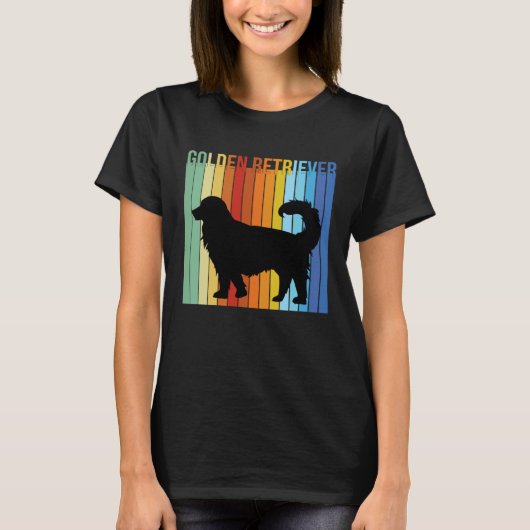 Cute Retro Golden Retriever Rainbow Tシャツ (正面)