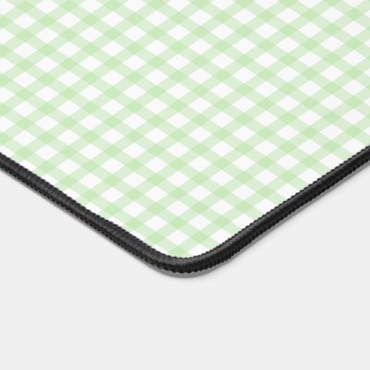 Cute Retro Green Gingham Plaid pattern デスクマット (コーナー)