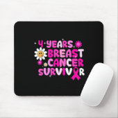 Cute Retro Groovy 4 Years Breast Cancer Survivor P マウスパッド (マウス)