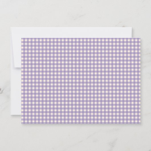 Cute Retro Lavender Gingham Plaid Personalized ノートカード (裏面)