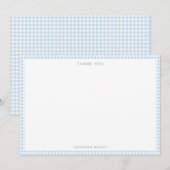Cute Retro Light Blue Gingham Personalized サンキューカード (正面/裏面)