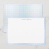 Cute Retro Light Blue Gingham Plaid Personalized ノートカード (正面/裏面)
