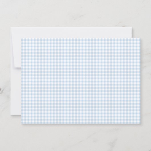 Cute Retro Light Blue Gingham Plaid Personalized ノートカード (裏面)