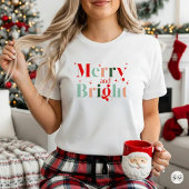 Cute Retro Merry and Bright Christmas Tシャツ