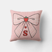 Cute Retro Monogram Initials Strawberry Coquette クッション (裏面)