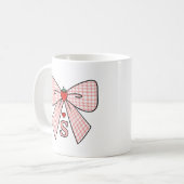 Cute Retro Monogram Initials Strawberry Coquette コーヒーマグカップ (正面左)