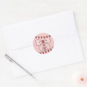 Cute Retro Monogram Initials Strawberry Coquette ラウンドシール (封筒)