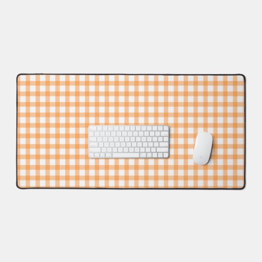 Cute Retro Orange Gingham Plaid pattern デスクマット (キーボード&マウス)
