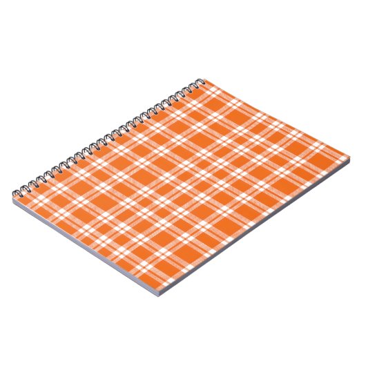 Cute Retro Orange Gingham Plaid Pattern ノートブック (左側)