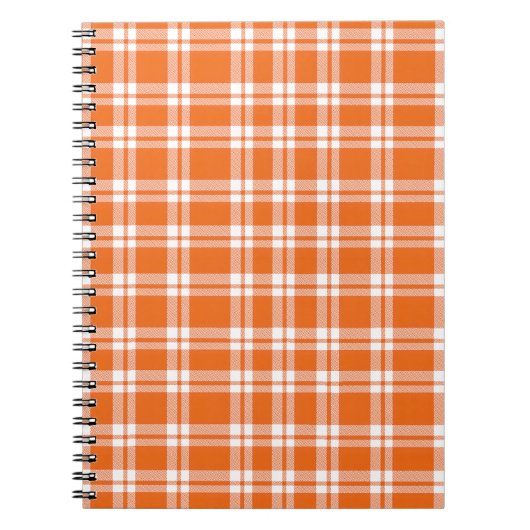 Cute Retro Orange Gingham Plaid Pattern ノートブック (正面)