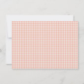 Cute Retro Peach Pink Gingham Plaid Personalized ノートカード (裏面)