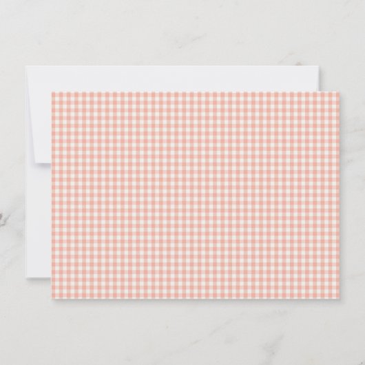 Cute Retro Peach Pink Gingham Plaid Personalized ノートカード (裏面)