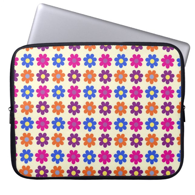 Cute Retro Penny Flower Pattern ラップトップスリーブ (正面)