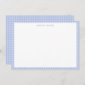 Cute Retro Periwinkle Gingham Plaid Personalized ノートカード (正面/裏面)