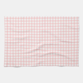 Cute Retro Pink Gingham Plaid pattern キッチンタオル